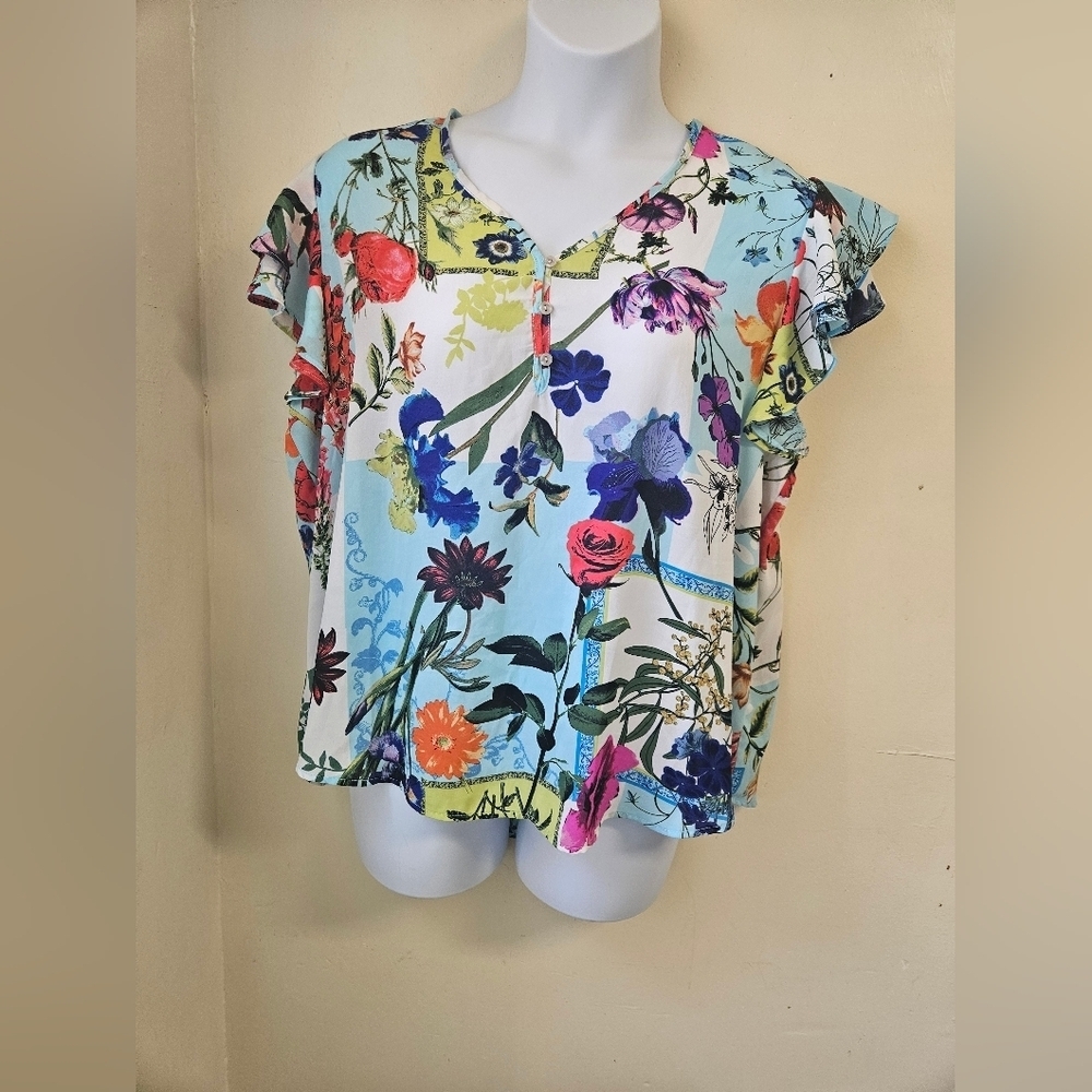 Cynthia Rowley-Women's Size 1X Floral Women's Top